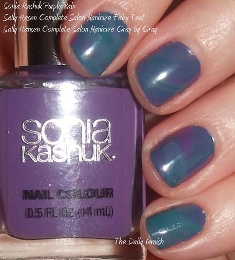 I water marbled with Sally Hansen Complete Salon Manicure in Fairy Teal and